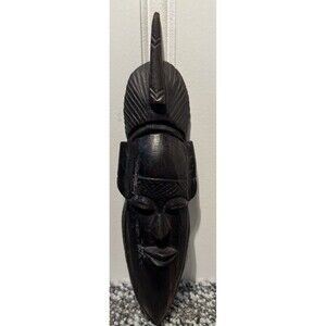 VTG Small Hand Carved Tribal Malawi, African Wood Face Mask Wall Art Decor 8”X2”